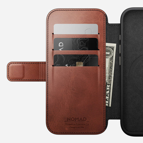 Nomad Modern Horween Leather Folio Case iPhone 16 Pro - Olde Dublin