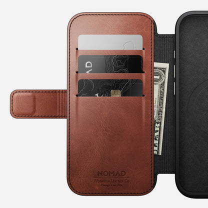 Nomad Modern Horween Leather Folio Case iPhone 16 Pro - Olde Dublin