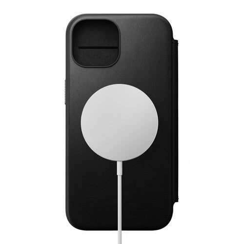 Nomad Modern Leather Folio Case iPhone 15 - Black