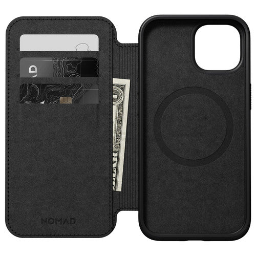 Nomad Modern Leather Folio Case iPhone 15 Pro - Black