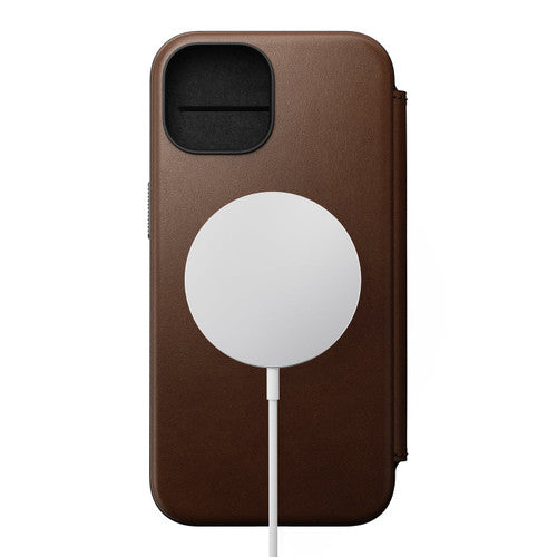 Nomad Modern Leather Folio Case iPhone 15 - Brown