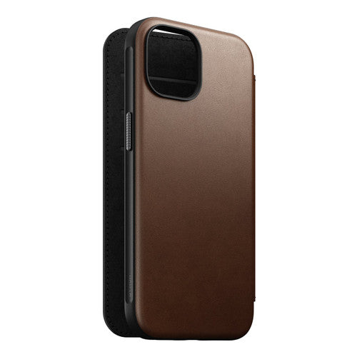 Nomad Modern Leather Folio Case iPhone 15 Pro - Brown