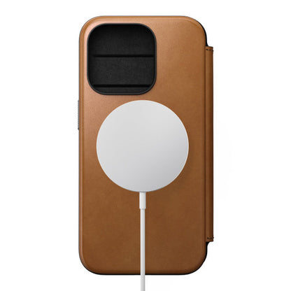Nomad Modern Leather Folio Case iPhone 15 Pro - English Tan