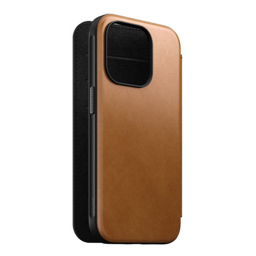 Nomad Modern Leather Folio Case iPhone 15 Pro - English Tan