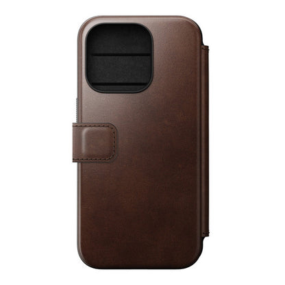 Nomad Modern Horween Leather Folio iPhone 15 Pro - Rustic Brown