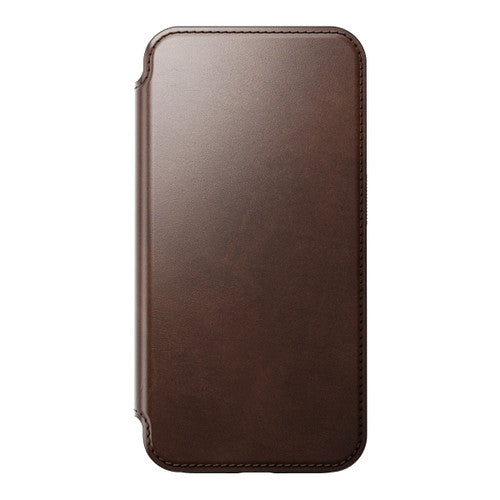 Nomad Modern Horween Leather Folio iPhone 15 Pro - Rustic Brown
