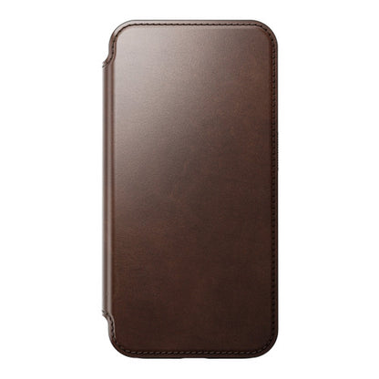 Nomad Modern Horween Leather Folio iPhone 15 Pro - Rustic Brown