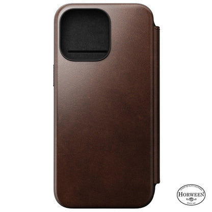Nomad Modern Horween Leather Folio iPhone 15 Pro Max - Rustic Brown
