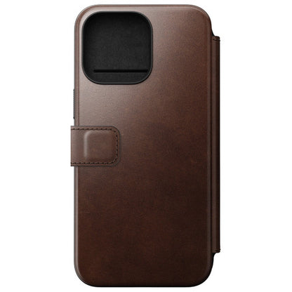 Nomad Modern Horween Leather Folio iPhone 15 Pro - Rustic Brown