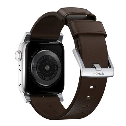 Nomad Horween Leather Strap Apple Watch 44/45/Ultra 49mm - Rustic Brown (Silver hardware)