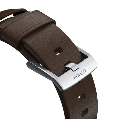Nomad Horween Leather Strap Apple Watch 44/45/Ultra 49mm - Rustic Brown (Silver hardware)