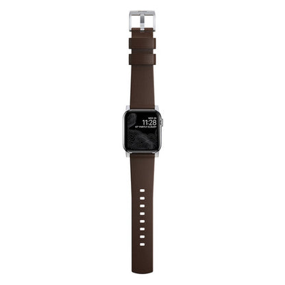 Nomad Horween Leather Strap Apple Watch 44/45/Ultra 49mm - Rustic Brown (Silver hardware)