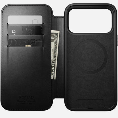 Nomad Modern Leather Folio Case iPhone 17 Pro - Black
