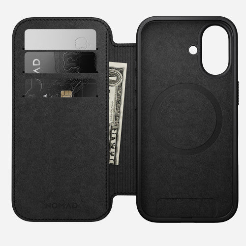 Nomad Modern Leather Folio Case iPhone 17 - Black