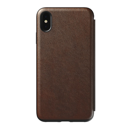 Nomad Horween Leather Rugged Folio Case iPhone Xs Max - Rustic Brown