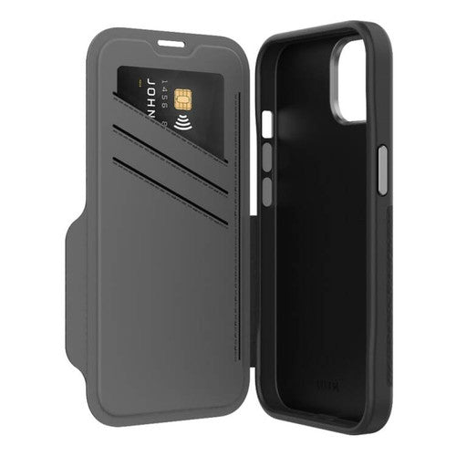 EFM Monaco D3O Leather Wallet Case Armour iPhone 13 Pro - Black/Space Grey
