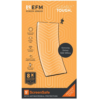EFM ScreenSafe D3O Screen Armour Samsung Galaxy S22 Ultra - Clear/Black Frame