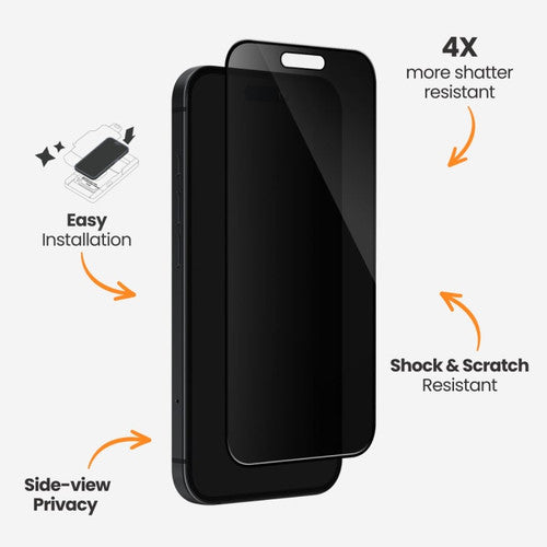 EFM Privacy Glass Screen Armour iPhone 16 Pro Max - Black Transparent