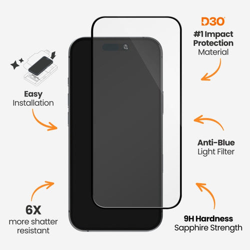 EFM ScreenSafe Glass D3O Screen Armour iPhone 16 Pro - Clear