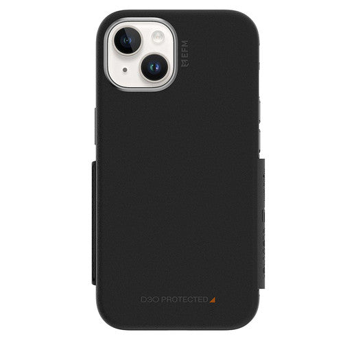 EFM Monaco D3O Leather Wallet Case Armour iPhone 14 - Black/Space Grey