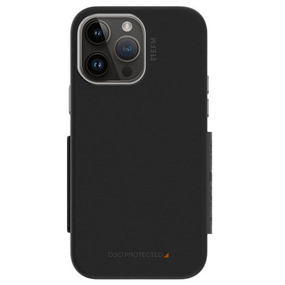 EFM Monaco D3O Leather Wallet Case Armour iPhone 14 Pro - Black/Space Grey