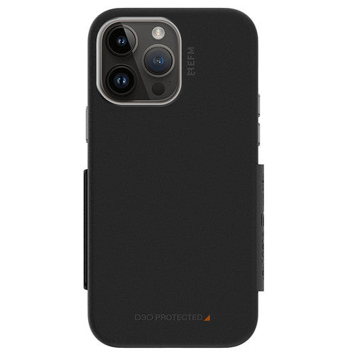 EFM Monaco D3O Leather Wallet Case Armour iPhone 14 Pro - Black/Space Grey