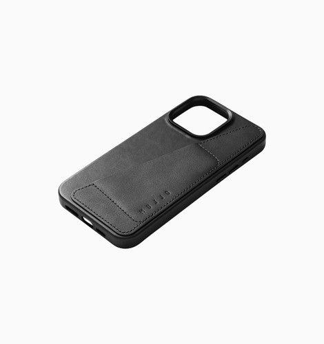 Mujjo Full Leather Wallet Case iPhone 15 Pro Max - Black
