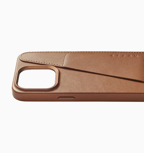 Mujjo Full Leather Wallet Case iPhone 15 Pro Max - Dark Tan