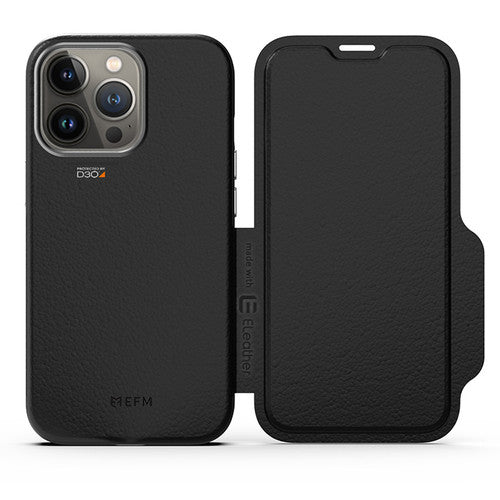 EFM Monaco D3O Leather Wallet Case Armour iPhone 13 Pro - Black/Space Grey