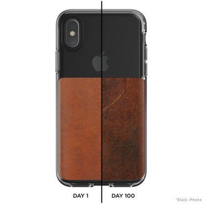 Nomad Horween Leather Clear Case iPhone X/Xs - Rustic Brown