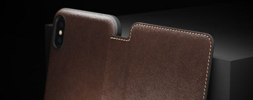 Nomad Horween Leather Rugged Folio Case iPhone Xs Max - Rustic Brown