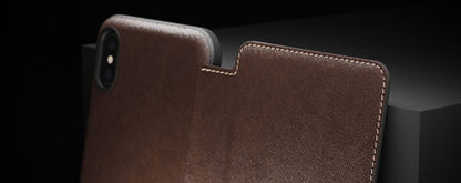 Nomad Horween Leather Rugged Folio Case iPhone Xs Max - Rustic Brown