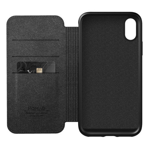Nomad Horween Leather Rugged Folio Case iPhone Xs Max - Rustic Brown