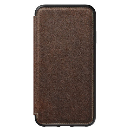 Nomad Horween Leather Rugged Tri-Folio Case iPhone Xs Max - Rustic Brown