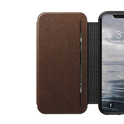 Nomad Horween Leather Rugged Tri-Folio Case iPhone Xs Max - Rustic Brown