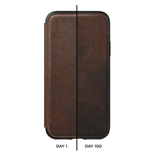 Nomad Horween Leather Rugged Tri-Folio Case iPhone Xs Max - Rustic Brown