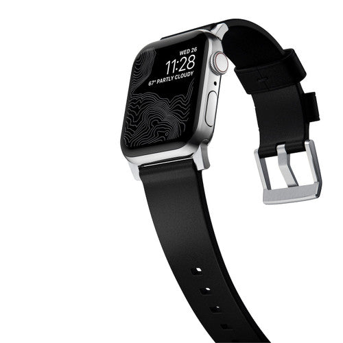 Nomad Modern Band Apple Watch 42/44/45/Ultra 49mm - Black (Silver hardware)