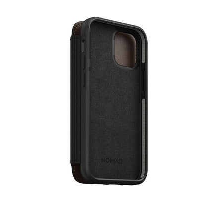 Nomad Leather Rugged Folio Case iPhone 12 Mini - Rustic Brown