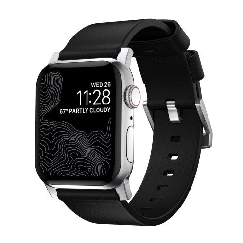 Nomad Modern Band Apple Watch 42/44/45/Ultra 49mm - Black (Silver hardware)