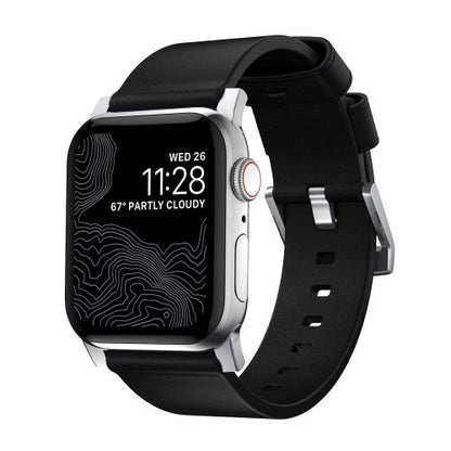 Nomad Modern Band Apple Watch 42/44/45/Ultra 49mm - Black (Silver hardware)