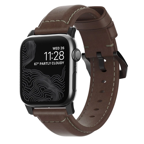Nomad Traditional Strap Apple Watch 42/44/45/Ultra 49mm - Rustic Brown Black Hardware
