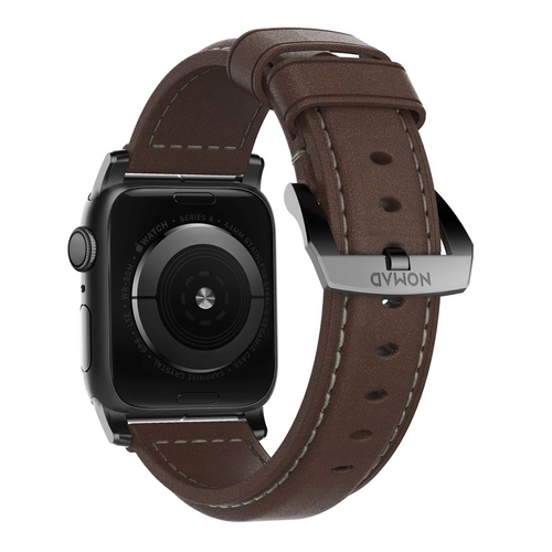 Nomad Traditional Strap Apple Watch 42/44/45/Ultra 49mm - Rustic Brown Black Hardware