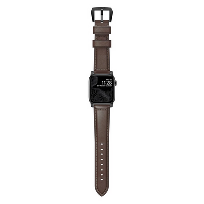 Nomad Traditional Strap Apple Watch 42/44/45/Ultra 49mm - Rustic Brown Black Hardware