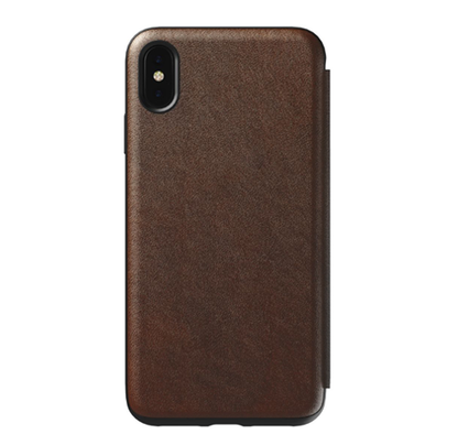 Nomad Horween Leather Rugged Tri-Folio Case iPhone Xs Max - Rustic Brown