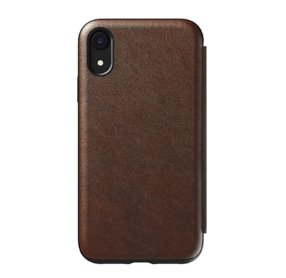 Nomad Horween Leather Rugged Tri-Folio Case iPhone XR - Rustic Brown