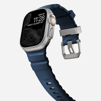 Nomad Rocky Point Band Apple Watch 46/49 mm - Atlantic Blue/Natural Titanium Hardware