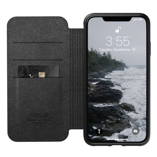 Nomad Horween Leather Rugged Folio Case iPhone Xs Max - Black