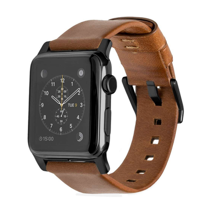 Nomad Horween Modern Leather Strap Apple Watch 38/40/41mm - Rustic Brown (Black Hardware)