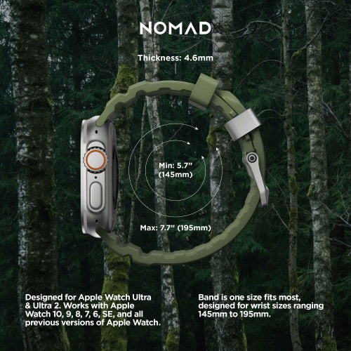 Nomad Rocky Point Band Apple Watch 46/49 mm - Forest Green/Natural Titanium Hardware