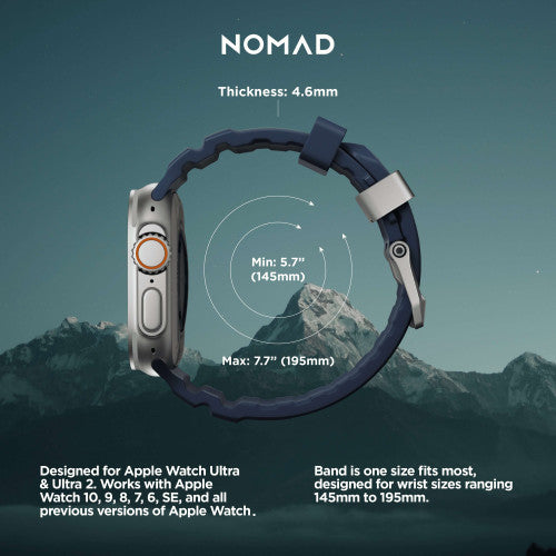 Nomad Rocky Point Band Apple Watch 46/49 mm - Atlantic Blue/Natural Titanium Hardware